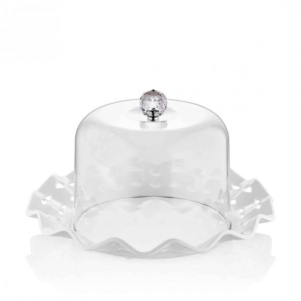 Beyaz Akrilik Delikli Fanus Sunum ve Saklama Kabı - 2 Parça