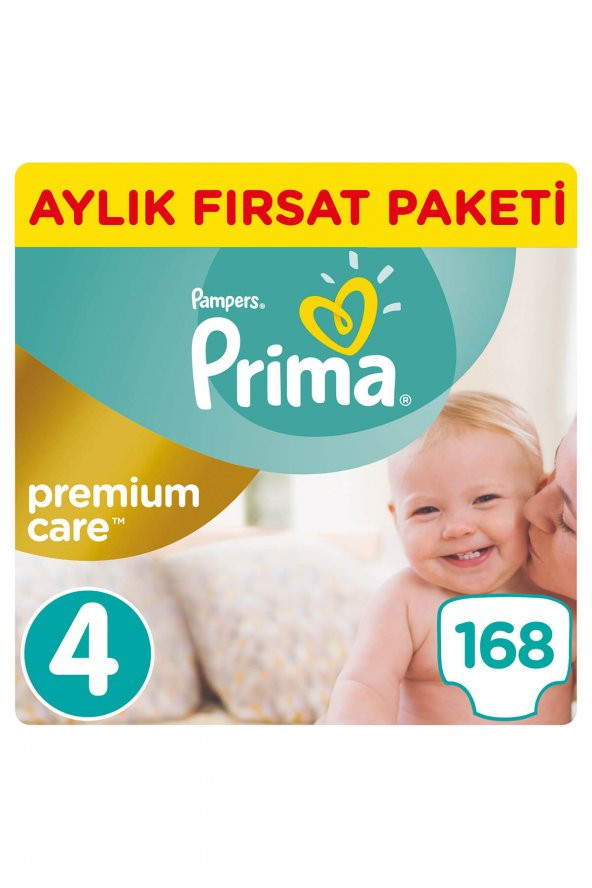 Prima  Bebek Bezi Premium Care 4 Beden Maxi Aylık Fırsat Paketi 168 Adet