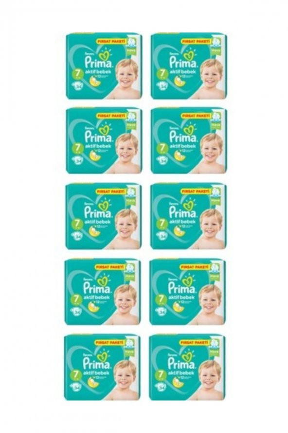 Prima  Bebek Bezi Aktif Bebek 7 Beden 34 Adet 10lu Paket 340 Adet - 1