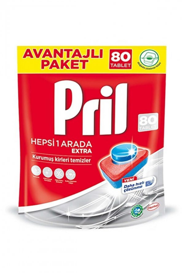 Pril  Bulaşık Makinesi Deterjanı Hepsi Bir Arada Extra 80 Tablet