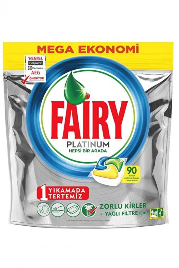Fairy  Platinum 90 Yıkama Bulaşık Makinesi Deterjanı Kapsülü Limon Kokulu