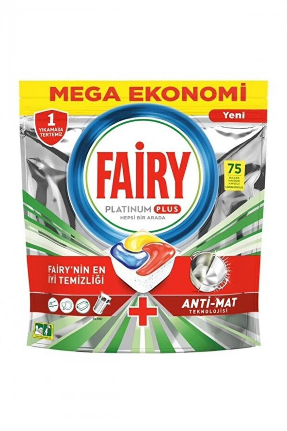 Fairy  Platinum Plus 75 Yıkama Bulaşık Makinesi Deterjanı Kapsülü