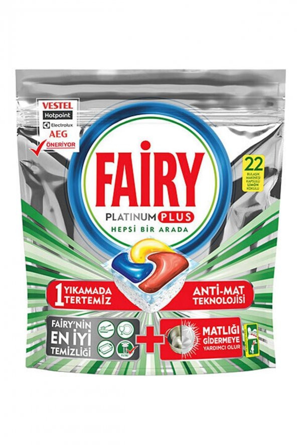 Fairy  Platinum Plus 22 Yıkama Bulaşık Makinesi Deterjanı Kapsülü