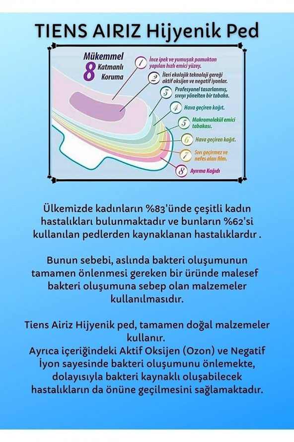 TİENZ AİRİZ  Tiens Hijyenik Ped Set 6lı Set 98 Adet R06 - 3