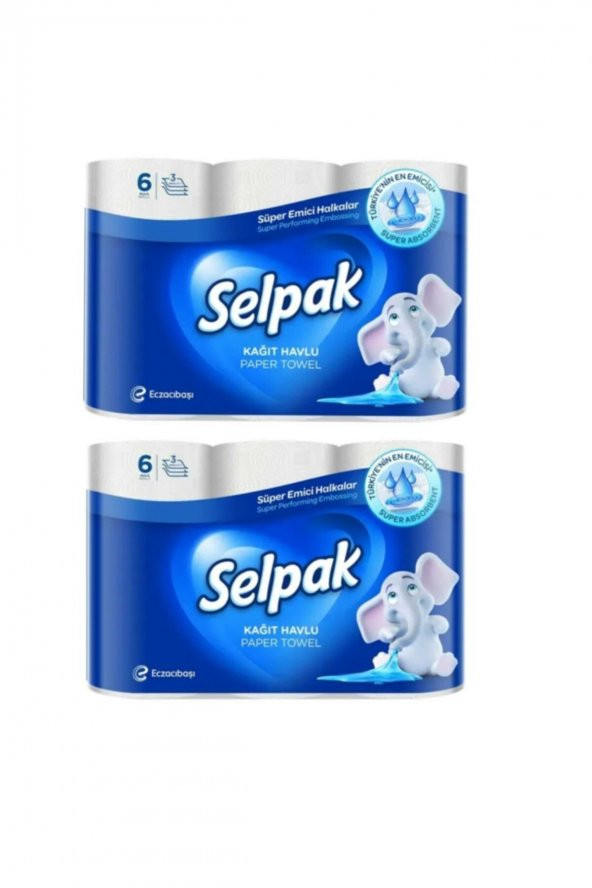 Selpak  6lı Kağıt Havlu 4lü Paket 2*6 =12 Rulo