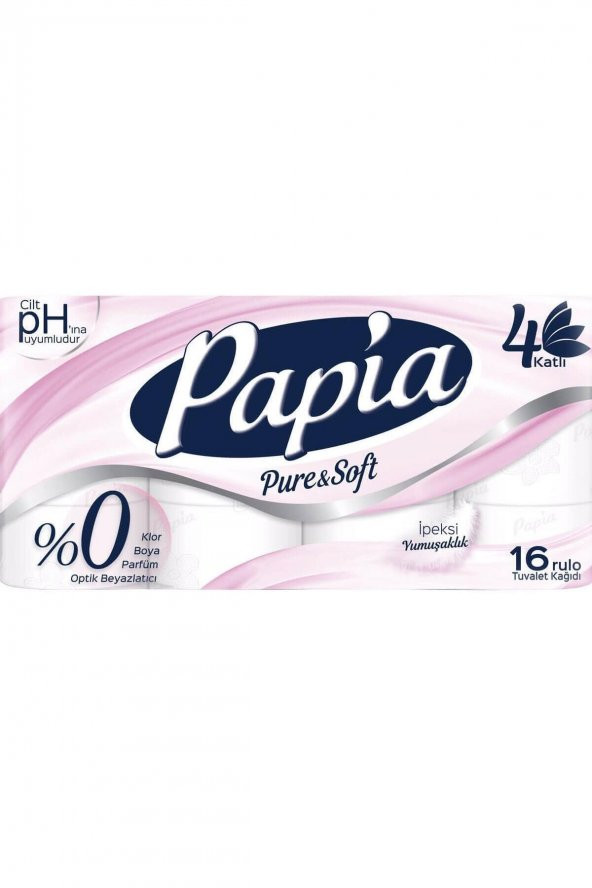 Papia  Tuvalet Kağıdı Pure & Soft 4 Katlı 16lı