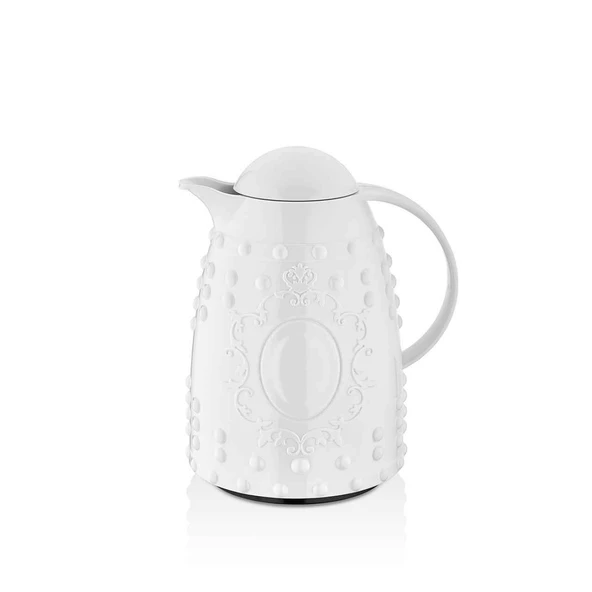 1 LT Isı Yalıtımlı Çay Ve Soğuk Su Termosu Beyaz (12 Saat Sıcak Tutar& İçi Camdır)