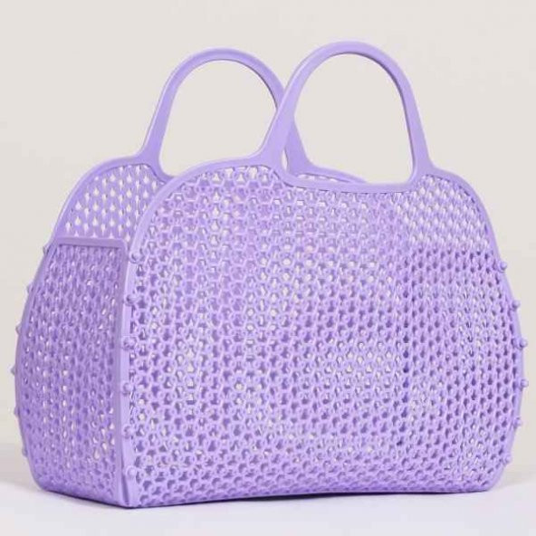 Demonte Plastik Plaj Çantası Mor - 3