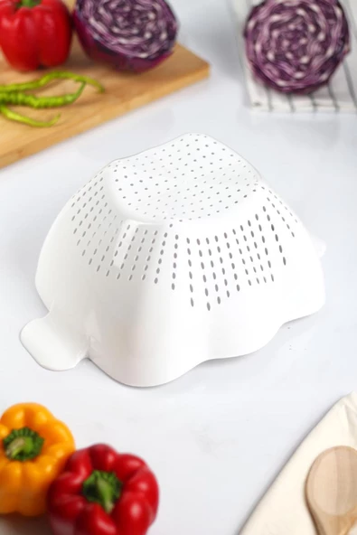 Akrilik Beyaz Makarna Süzgeçi & Sebze Meyve Süzgeçi - 2