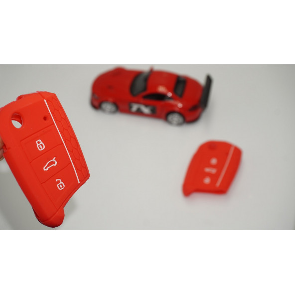 Volkswagen Polo Golf7 Tiguan Silikon Anahtar Kırmızı Kılıf Seti ürün görseli
