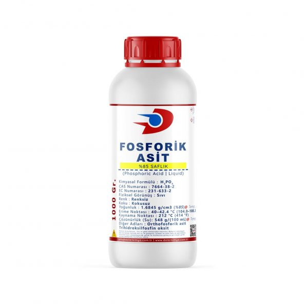 Dolar Kimya Fosforik Asit 85 Saflık  1 KG