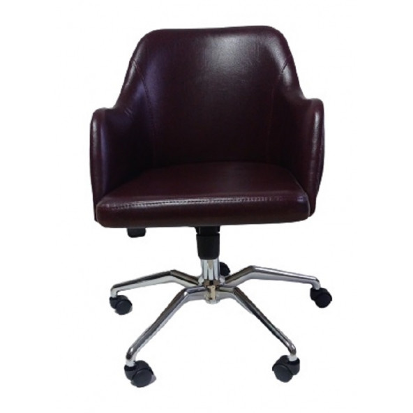 Çalışma Sandalyesi Kapitone Desenli Örümcek Yıldız Ayaklı Bordo Renkli Suni Deri - 2