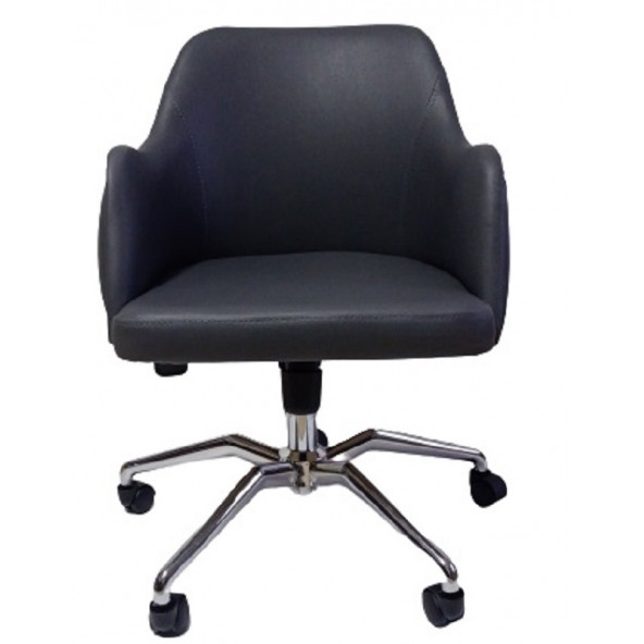 Çalışma Sandalyesi Kapitone Desenli Örümcek Ayaklı Antrasit Suni Deri - Resim 2