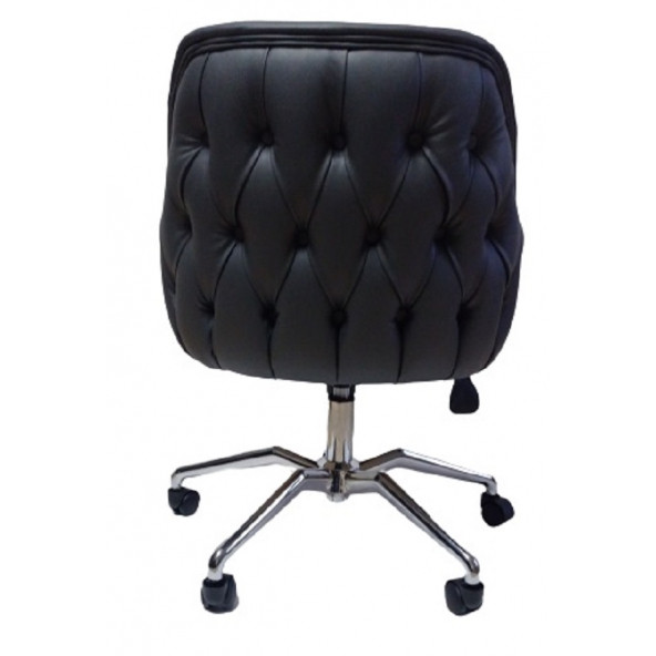 Çalışma Sandalyesi Kapitone Desenli Örümcek Ayaklı Antrasit Suni Deri - Resim 3