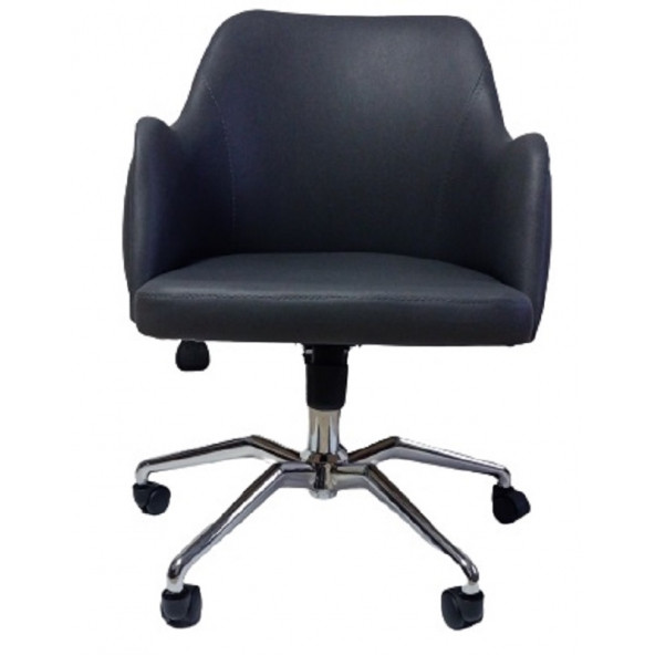 Çalışma Sandalyesi Kapitone Desenli Örümcek Ayaklı Antrasit Suni Deri - Resim 4