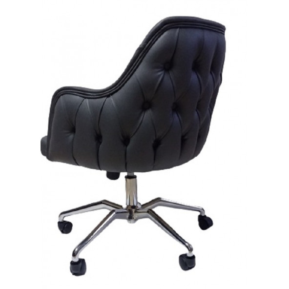 Çalışma Sandalyesi Kapitone Desenli Örümcek Ayaklı Antrasit Suni Deri - Resim 6