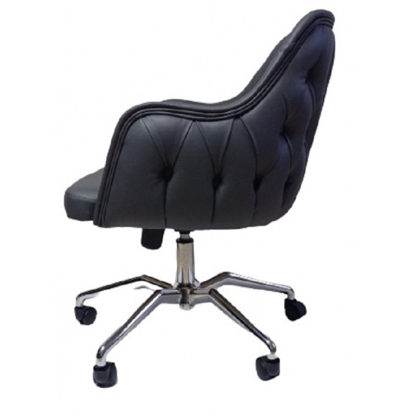 Çalışma Sandalyesi Kapitone Desenli Örümcek Ayaklı Antrasit Suni Deri - Resim 7