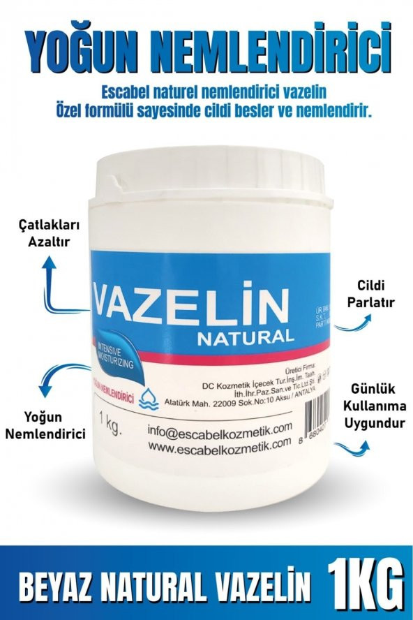 Naturel Vazelin Yoğun Nemlendirici Çatlak Karşıtı Beyaz Katkısız Kokusuz Katı Vazelin 1 Kg