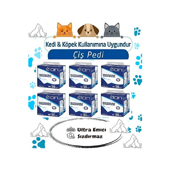 Kedi Köpek Çiş Pedi Ultra Emici 60cmx90cm 180 Adet