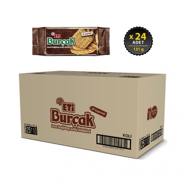 Eti Burçak Tam Buğday Unlu Bisküvi 131 g x 24 Adet - 2