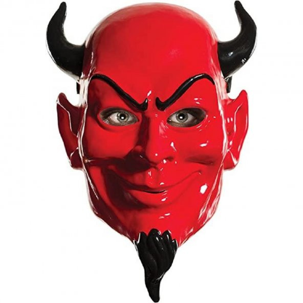 Kırmızı Renk Plastik Rubies Costume Devil Mask Şeytan Maskesi 20x30 cm