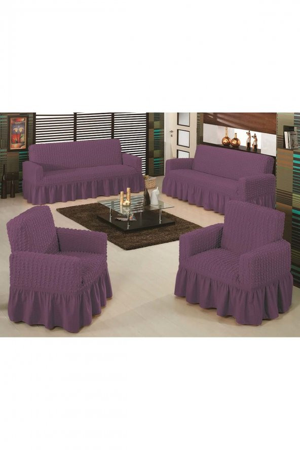 Mor Bürümcük Koltuk Örtüsü Maxi Takım 3+3+1+1 ürün görseli 1