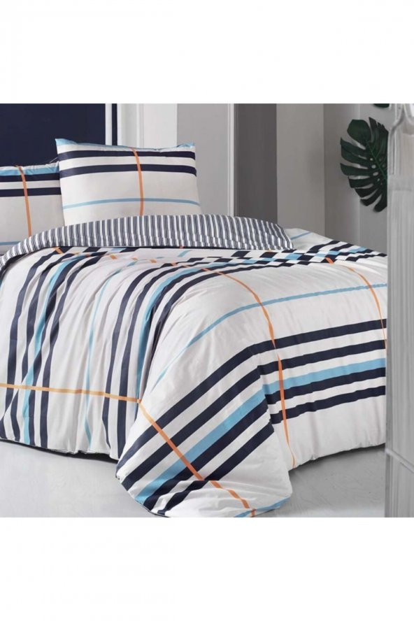 Striped Creaforce Nevresim Takımı Turkuaz Çift Kişilik - 3