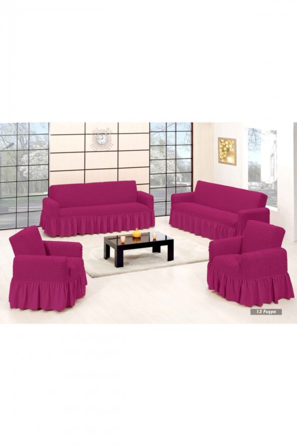 BÜRÜMCÜK KOLTUK ÖRTÜSÜ MAXİ 3+3+1+1  FUSİA RENK