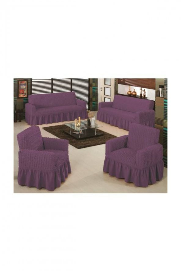 Bürümcük (3+3+1+1) Maxi Koltuk Örtüsü Takımı - Mor ürün görseli 1