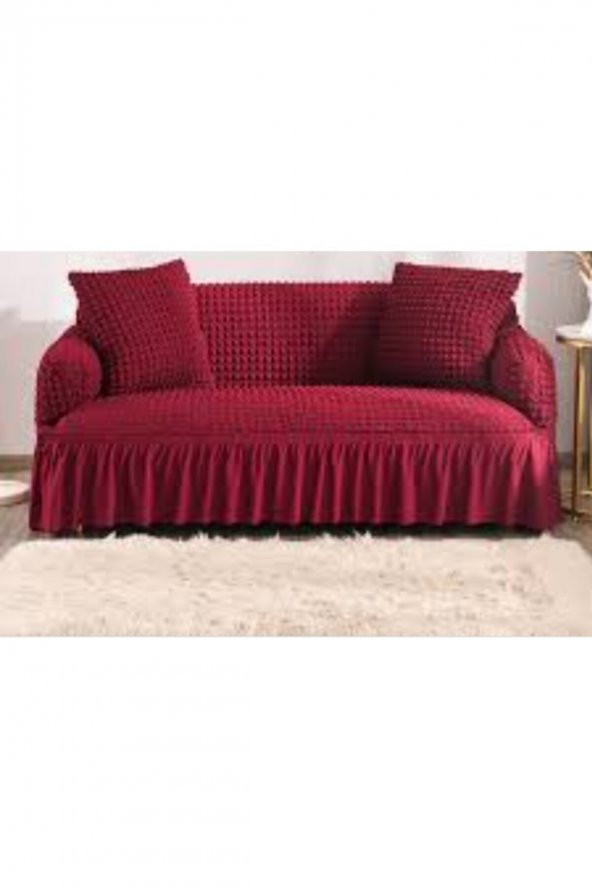 Bürümcük Model 2 Adet Koltuk Kanepe Örtüsü Maxi Model 3+3 Bordo - 3