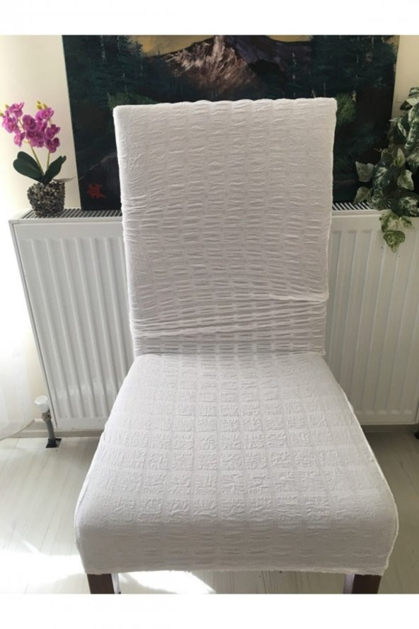 Beyaz Likralı Bürümcük Sandalye Örtüsü