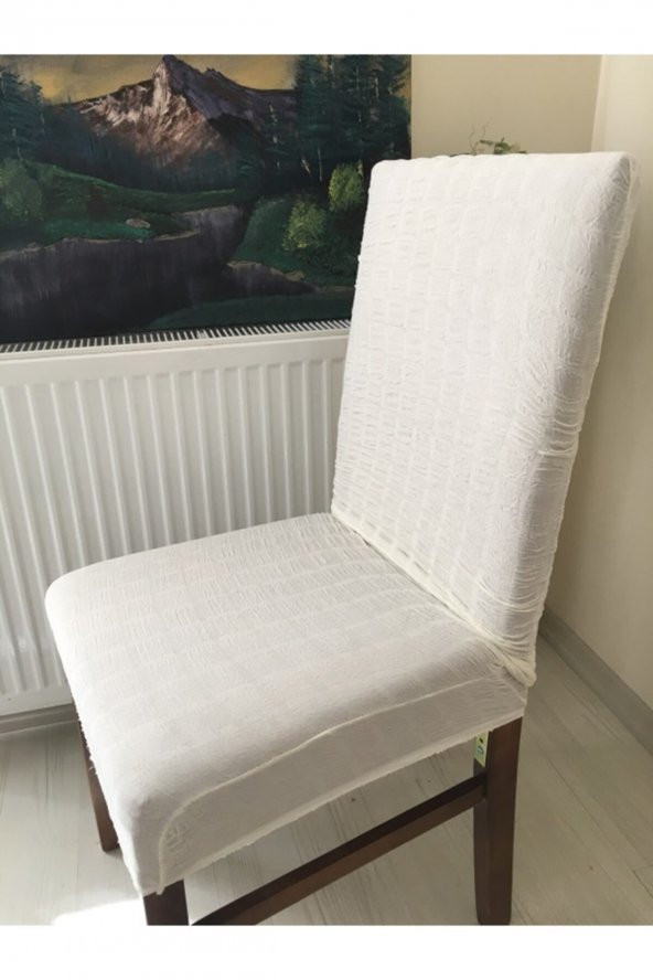 Krem Likralı Bürümcük Sandalye Örtüsü - 2