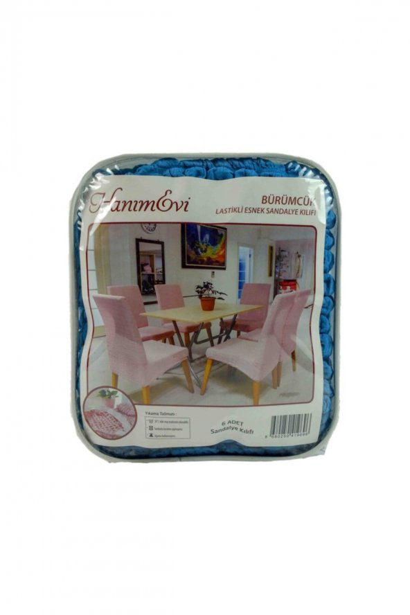 Hanımevi Bürümcük Lastikli Esnek Sandalye Kılıfı Paket Içi 6 Adet - 4