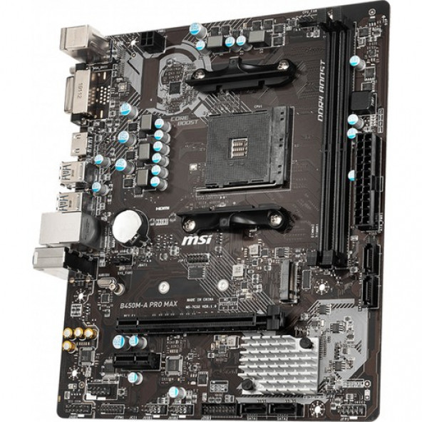 MSI B450M-A PRO MAX AMD B450 DDR4 AM4 Ryzen SATA6Gb/s M2 USB3.1 HDMI DVI-D microATX Anakart - 2
