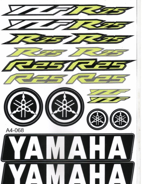 YAMAHA R25 SARI A4 ETİKET SETİ