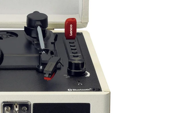 Lenco Classic Phono TT-115 CR Beyaz Hoparlörlü Bluetoothlu Pikap Plak Çalar - 3