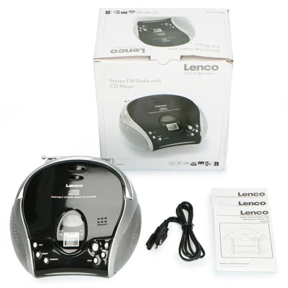 LENCO SCD-24 SİYAH/GÜMÜŞ - CD ÇALARLI TAŞINABİLİR Müzik Seti STEREO FM RADYO - SİYAH/GÜMÜŞ - 8