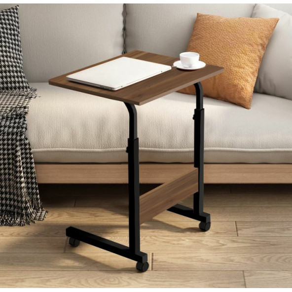 servetavcı Yükseklik Ayarlı Laptop Sehpası - Ceviz (Tekerli) 60x40