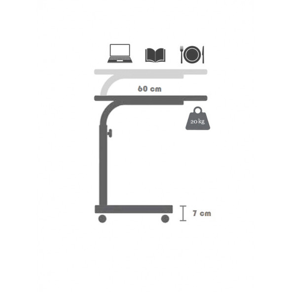 servetavcı Yükseklik Ayarlı Dikey Laptop ve Servis Sehpası - Antrasit (Tekerli) - 2