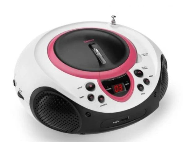 Lenco SCD-38 Pembe Taşınabilir Müzik Seti Radyo CD Çalar MP3 USB - 2