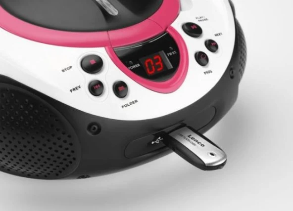 Lenco SCD-38 Pembe Taşınabilir Müzik Seti Radyo CD Çalar MP3 USB - 3