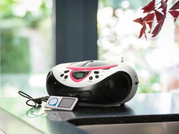 Lenco SCD-38 Pembe Taşınabilir Müzik Seti Radyo CD Çalar MP3 USB - 6