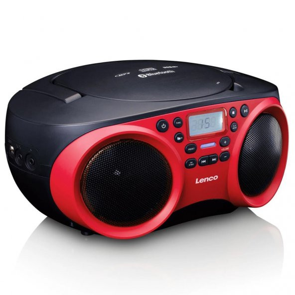 LENCO SCD-501 Kırmızı TAŞINABİLİR Müzik Seti FM RADYO BLUETOOTH ÖZELLİKLİ CD-USB OYNATICI - KIRMIZI - 2