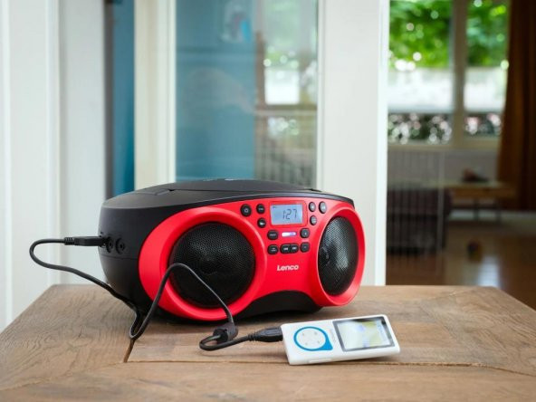LENCO SCD-501 Kırmızı TAŞINABİLİR Müzik Seti FM RADYO BLUETOOTH ÖZELLİKLİ CD-USB OYNATICI - KIRMIZI - 6