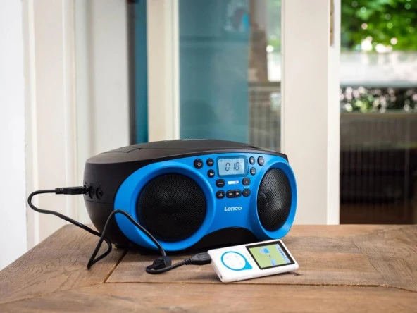 LENCO SCD-501 Mavi TAŞINABİLİR Müzik Seti FM RADYO BLUETOOTH ÖZELLİKLİ CD-USB OYNATICI - MAVİ - 6