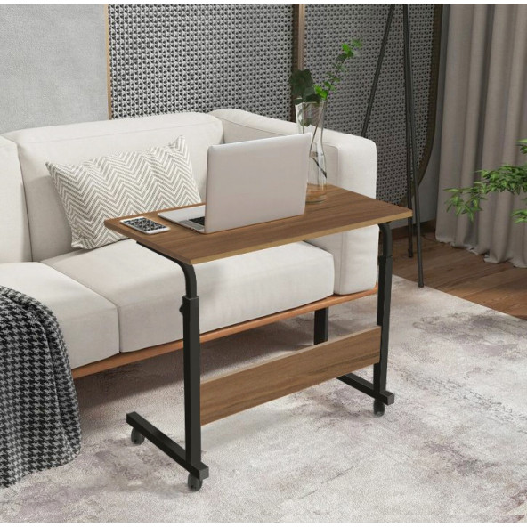 servetavcı Yükseklik Ayarlı Laptop Sehpası ve Çalışma Masası - Ceviz (Tekerli)