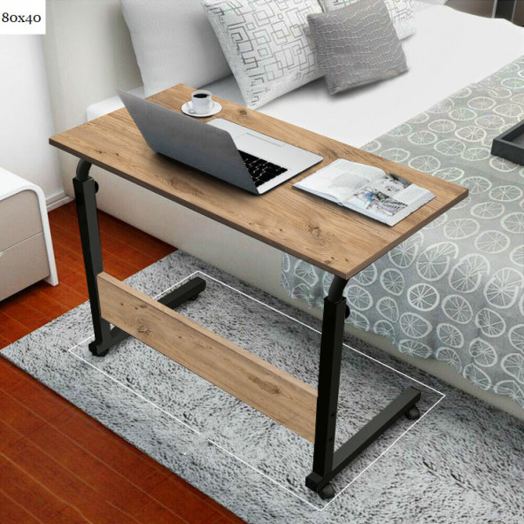 servetavcı Yükseklik Ayarlı Çalışma Masası - Atlantik Çam (Tekerli) 80x40