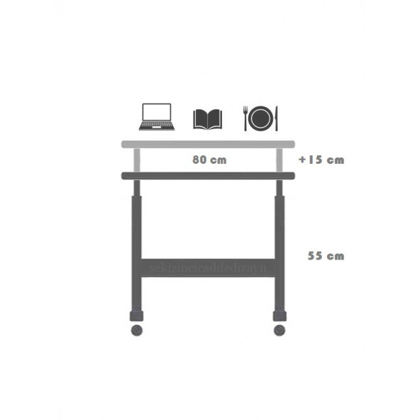 servetavcı Yükseklik Ayarlı Çalışma Masası - Ceviz (Tekerli) 80x40 - 2