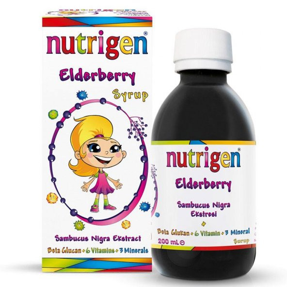 Nutrigen Elderberry Kara Mürver Şurup 200 ml Okul seti hediyeli