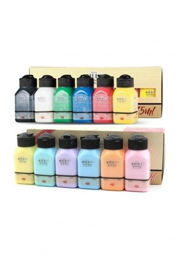 Akrilik Boya Resim Seti Artdeco 12 Renk 75 ml Akrilik Boya Şövalye 2 Tuval 35x50 Fırça Spatula Şövale - 7